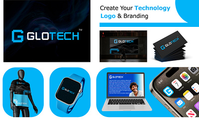 Glotech - Modern Technology Logo & Branding Design blue logo design brand identity mockup branding branding design digital branding graphic design logo logo mockup logo presentation minimal branding modern logo professional logo design tech brand identity tech company logo technology logo