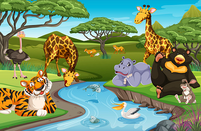 Wild animals jungle 3d animation graphic design motion graphics