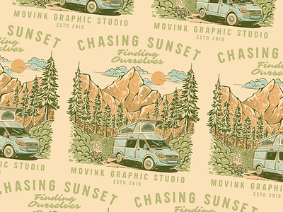 Vintage Outdoor Campervan Life T-Shirt Design branding design graphic design illustration logo mountain nature ui ux vector