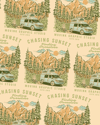 Vintage Outdoor Campervan Life T-Shirt Design branding design graphic design illustration logo mountain nature ui ux vector