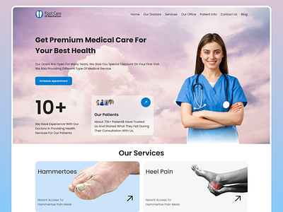 Premium medical care for your best health UI Design cleandesign creativeui doctorbooking footcarewebsite healthcareinnovation healthcareuiux medicalwebsitedesign patientcare premiumhealthcare ui uiuxdesign userexperience webdesign