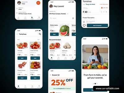 Vegetable Shopping App 'Sabjilelo' UX Design Full Case Study 🍅 animation graphic design mobile app mobile ui motion graphics shopping app ui ui design uiux user experience user interface ux ux case study uxdesign vegetable shopping