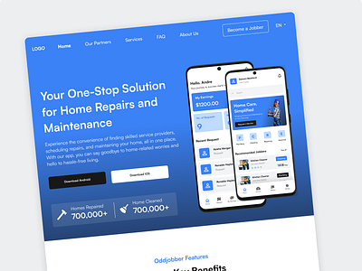 Home Repair Website product ui ux website