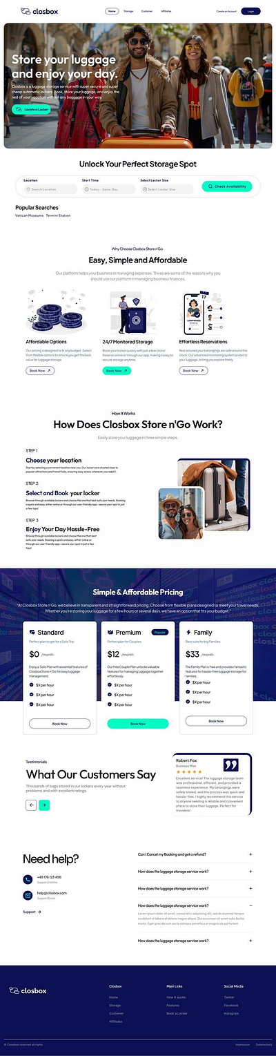 Luggage Storage Website figma landing page prototype redesign ui ux ux reserch website wireframe