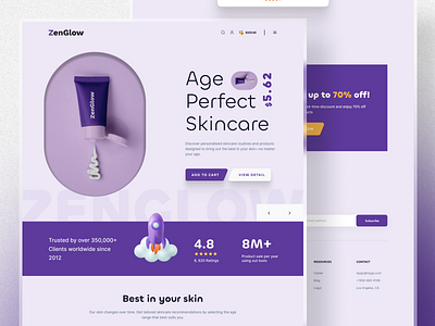 Skin Care Landing Page beauty beauty prouducts commerce cosmetics ecommerce landing page make up organic skincare product product details skin skincare store ui ui design uiux ux web web design website