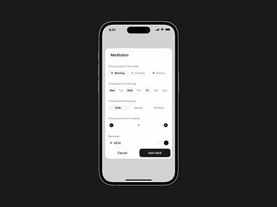 Add Habit Modal app design habit light minimal mobile ui