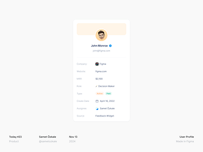 User Profile b2b customer customer card customer detail customers detail member profile profile detail saas saas user user user card user detail user profile users