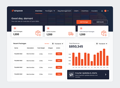 Shipping Admin Dashbaord dashboard product ui ux webapp