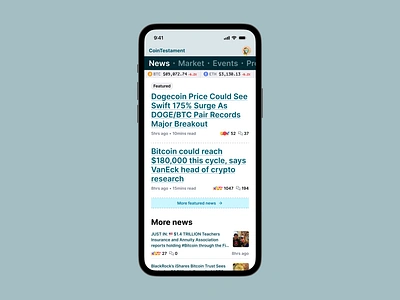 Cointestamant—crypto news app blockchain crypto design news ui ux web3
