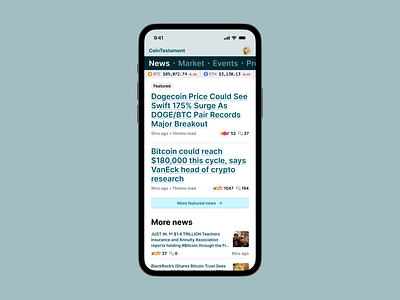 Cointestamant—crypto news app blockchain crypto design news ui ux web3