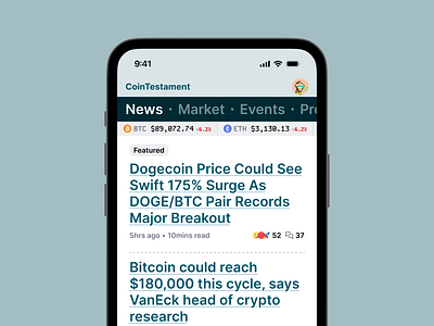 Cointestament—closer look app blockchain crypto design news ui ux web3