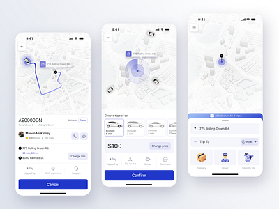 Taxi Booking App - JoyRide application booking clean design clear design dailyui ios app light theme mobile design native app product design taxi ui design ui kit uiux