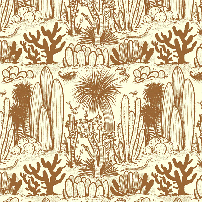 Desert Repeat Pattern cactus desert graphic design handmade illustration repeat succulents surface design