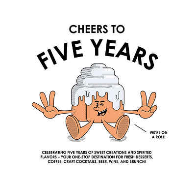 Cinnamon Roll Illustration - 5 Year Anniversary anniversary branding graphic design illustration mascot