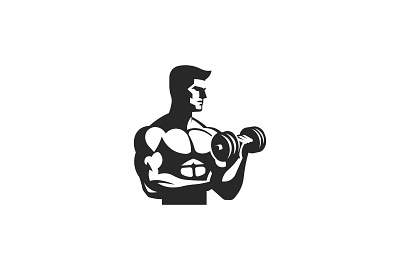 gym logo body bodybuilder brand mark branding dumble gym health logo logos man people