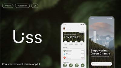 Liss - Green Investment app UI concept 🌲 app application banking design eco green interface investment minimalistic mobile ui