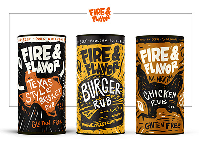 Fire & Flavor arkansas barbecue bbq branding flavor food hand lettered illustration lettering packaging texture typography