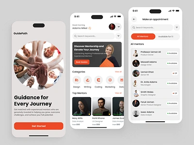 GuidePath - Mentorship Mobile App app design coach consult design guide ios learn mentorship mentorship application mobile mobile app design mobile application product design profile ui ui design uiux ux ux design uxui