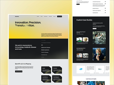 MedIntel. Website Design ai branding case study clinical daily ui drug health healthcare healthcare website hospital landing page medical medical website design pharmacology product design service therapy treatment uiux design web design