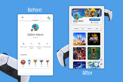 PlayStation User Profile app app design games gaming interface playstation sony ui ux video game webdesign