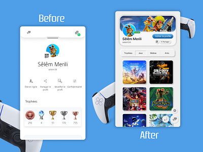 PlayStation User Profile app app design games gaming interface playstation sony ui ux video game webdesign
