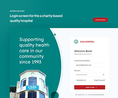 Login Page of Hospital design download free login ui uiux user interface ux web web app website