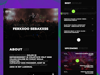 DJ Landing Page Concept dark dark ui dj dj landing page fashion landing page minimal music onepage play player portfolio promo techno typogaphy website