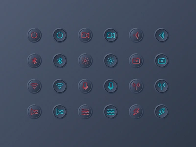 Skeuomorphic UI Icons buttons design icondesign icons os skeuomorphism system ui