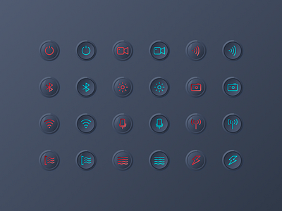 Skeuomorphic UI Icons buttons design icondesign icons os skeuomorphism system ui