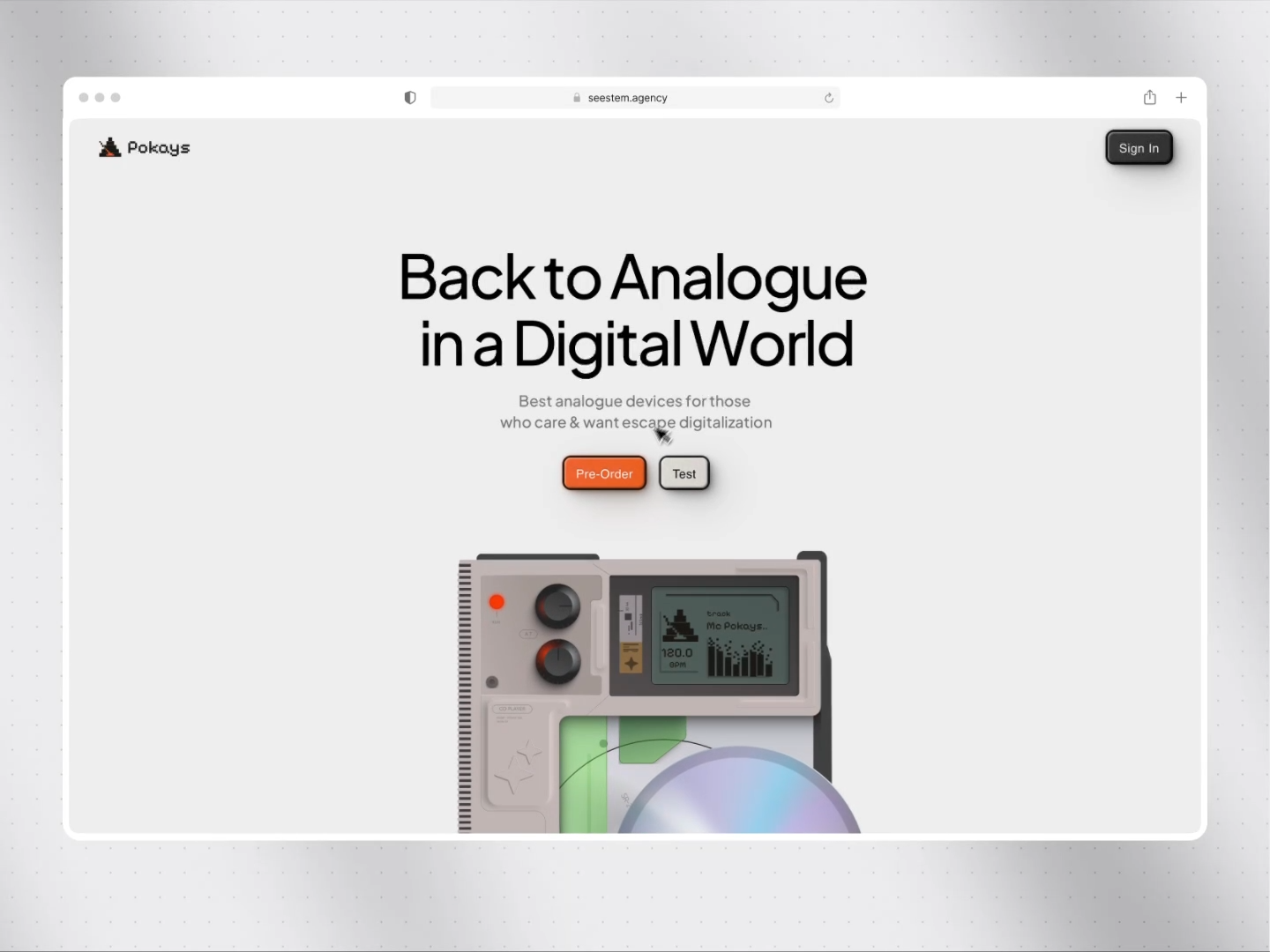 Website design - mininalistic, analogue device analogue animation cd disk devices digital figma framer graphic design motion graphics ui web design website