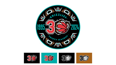 Grizzlies 30th Season branding graphic design logo