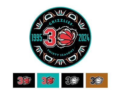 Grizzlies 30th Season branding graphic design logo