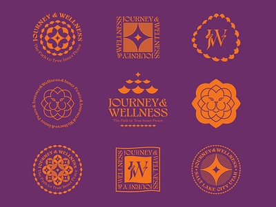 Journey & Wellness Branding badge brand identity branding center design flower graphic design journey lion logo mandella mark meditation monogram psychedelic star symbol vector wellness yoga