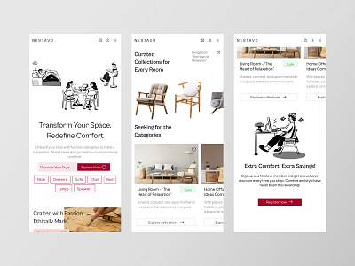 Nestavo - Furniture Product Landing Page (Mobile Version) furniture landing page graphic design landingpage mobile mobile design mobileweb ui uidesign webdesign webdesignpage