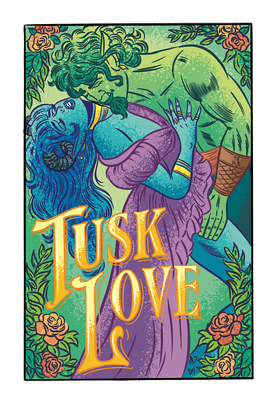 Tusk Love graphic design illustration retro art retro design vintage comic art