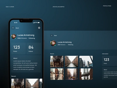 Daily UI #006 - User Profile Page 006 about blue challenge dailyui dailyuichallenge information profile social media ui uidesign user user profile userprofile