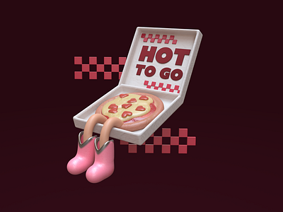 Pink Pony Pizza 3d 3d illustration chappell roan cowboy diner graphic design hot to go midwest princess pizza