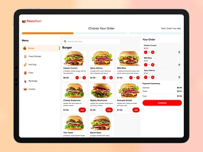 FlavorFuel - POS Order System android design fast food food ios kiosk mobile app order pos tablet ui ux