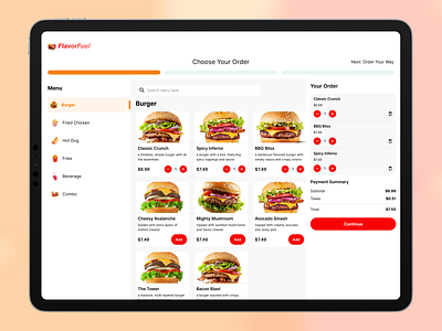 FlavorFuel - POS Order System android design fast food food ios kiosk mobile app order pos tablet ui ux