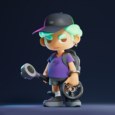 A young mechanic boy. 3d b3d blender