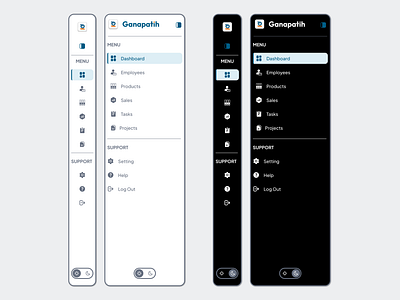 Side Bar Navigation - Dashboard Light and Dark Mode black blue branding dark dark mode dashbboard graphic design grey large light light mode logo navbar navigation sidebar simple smalll ui ux white