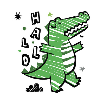 Cute crocodile illustration alligator animal cartoon character children crocodile cute design doodle funny illustration kid t shirt vector