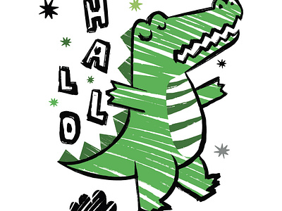 Cute crocodile illustration alligator animal cartoon character children crocodile cute design doodle funny illustration kid t shirt vector