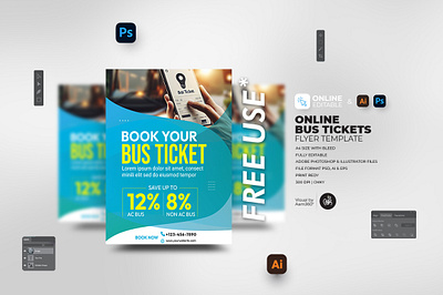 Modern & Minimal Online Bus Tickets aam360 aam3sixty booking flyer bus service bus ticket bus ticket template digital booking digital booking flyer digital booking template flyer template online booking online ticketing online ticketing flyer online ticketing template ticket flyer travel flyer