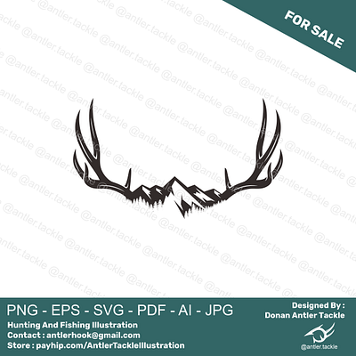 Deer Antler Mountain Outdoors Hunting Logo By Donan Anttack mountain logo