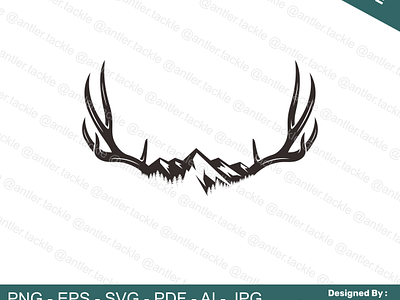 Deer Antler Mountain Outdoors Hunting Logo By Donan Anttack mountain logo