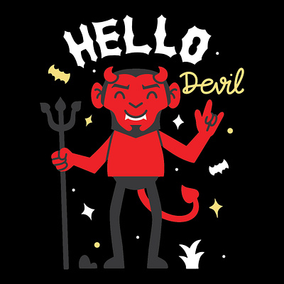 Cute devil illustration cartoon character cute dark demon design devil funny horror illustration kid mascot party t shirt vector