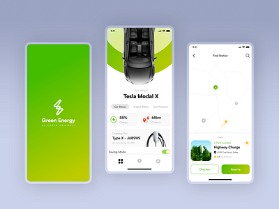 Green Energy EV animation flat ui green energy ev mobile app mobile app development ui