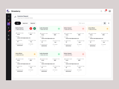 Customer Request Approval approval request components customer request design healthcare minimal design product design saas product ux ux design web application