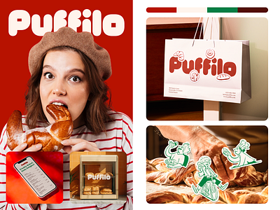 Puffilo: Bites of Cloud-Like Bliss brandidentity branding food graphic design logo logodesign pastrybrand playfuldesign tastethejoy visualidentity